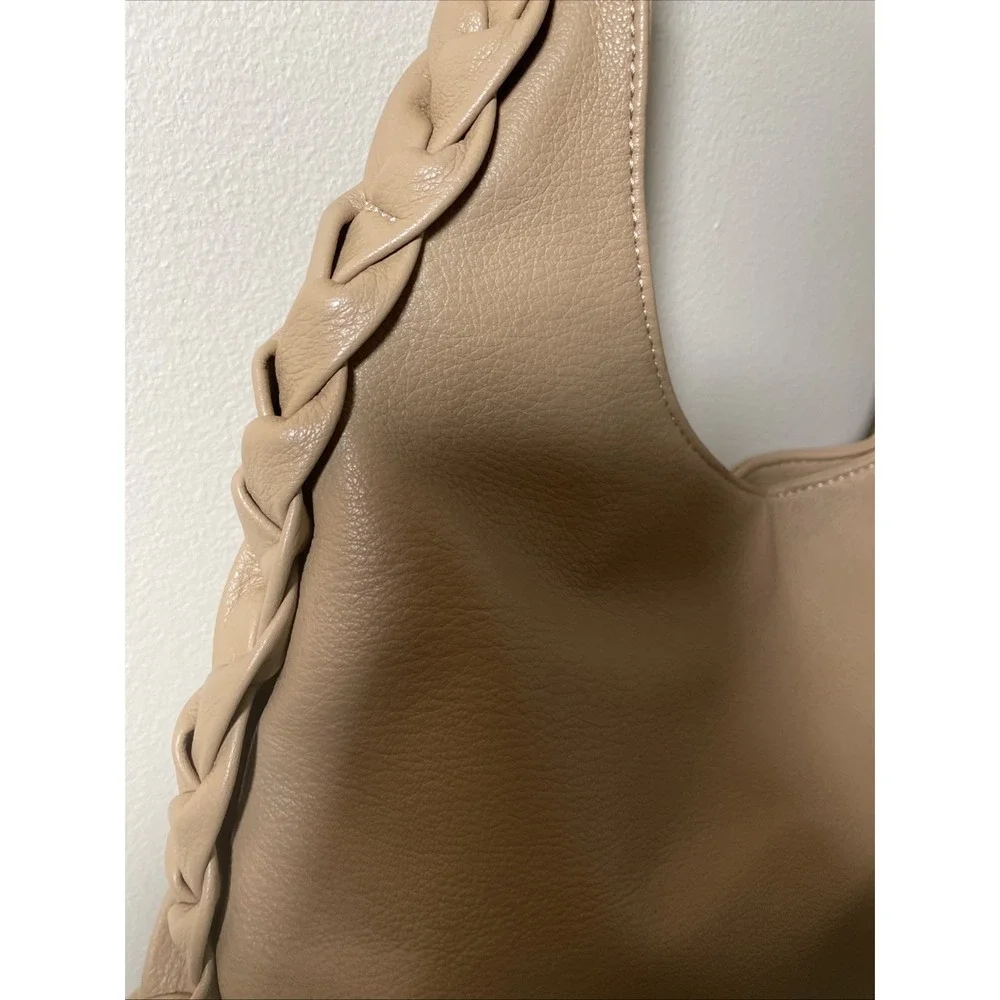 Urban Expressions Tan Faux Leather Slouchy Hobo Shoulder Bag With Braided Strap
